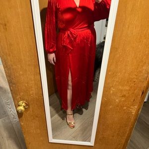 Gorgeous Red Faux Wrap Dress